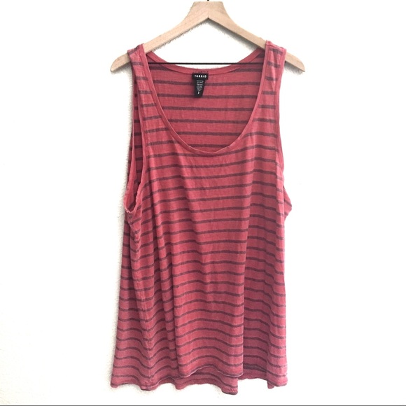 torrid Tops - Torrid Pink and Gray Stripe Tank Top